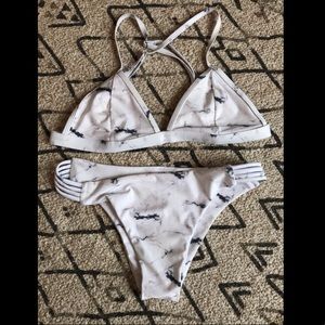 White and grey marble bikini